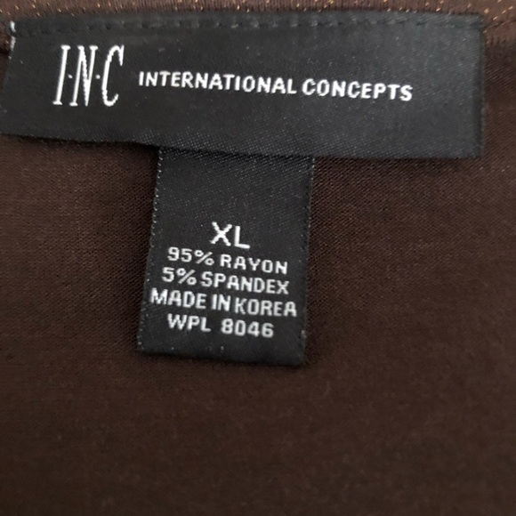 𝅺INC International Concepts size XL brown metallic long sleeve V neck NWOT - Picture 3 of 15